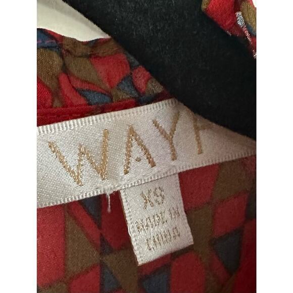 WAYF Eryn Ruffle Bell Sleeve Blouse Red Pattern Print Shirt Top - Sz XS - Picture 3 of 6